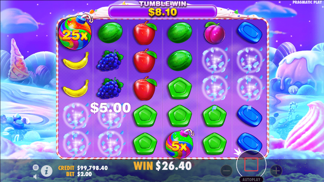 Candy Bomb Multipliers in Sweet Bonanza.