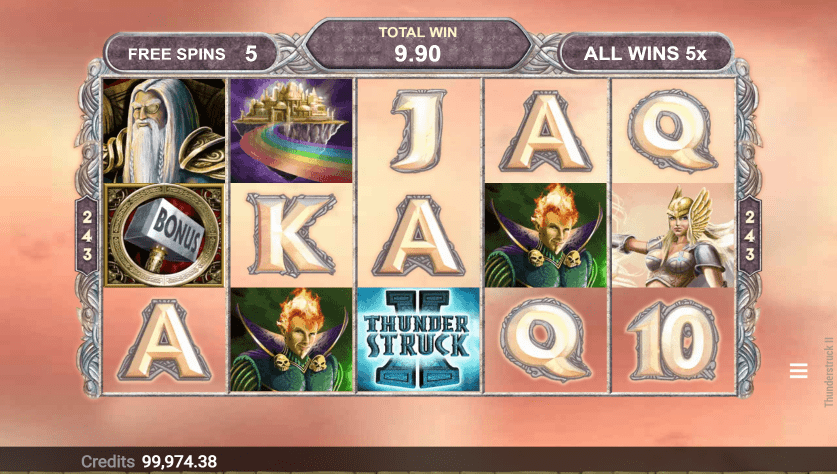 Bonus Free Spins of Valkyrie in Thunderstruck II